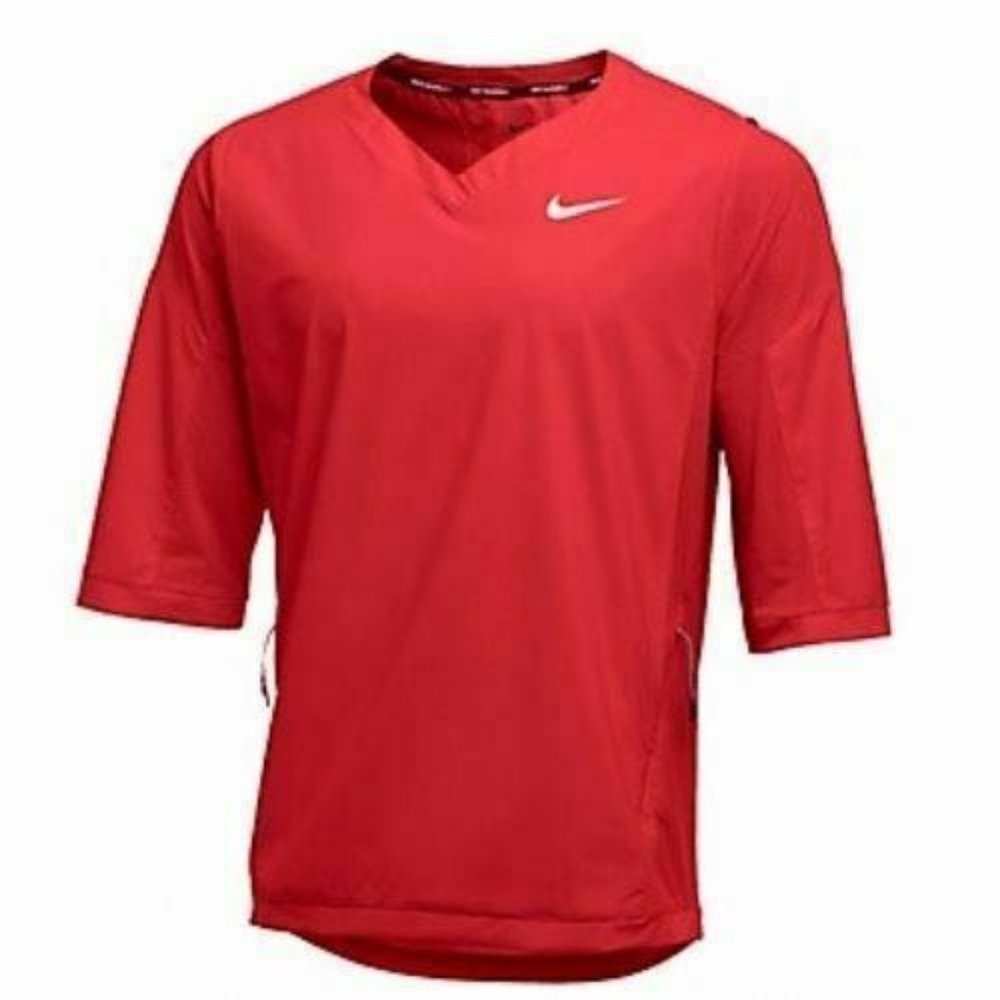 Nike Hot 3/4 Sleeve Baseball Batting Practice Jersey Red S 897383-657 Training